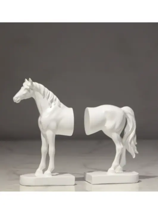 Modern Horse Bookend Sculpture Set – Minimalist Luxury Décor