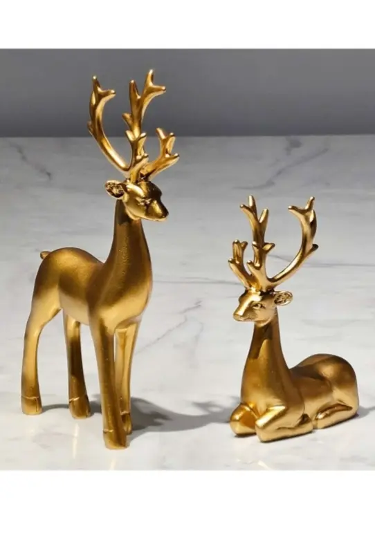 Golden Deer Sculpture Set – Modern Luxury Décor