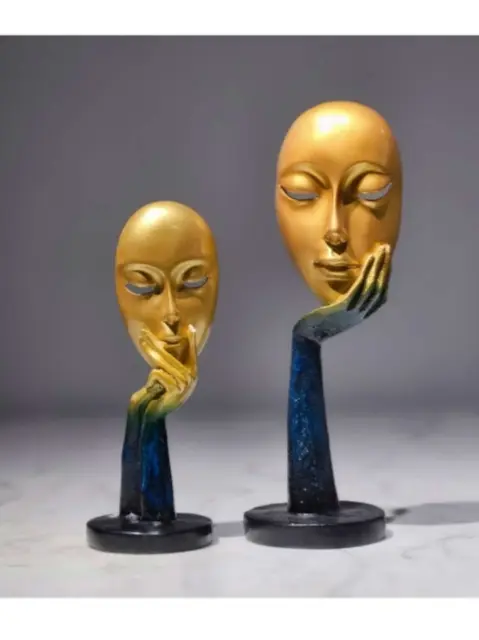 Abstract Face Sculpture Set – Modern Artistic Décor