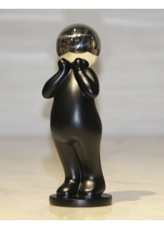 Abstract Silver Sphere Figure Sculpture - Modern Luxury Decor