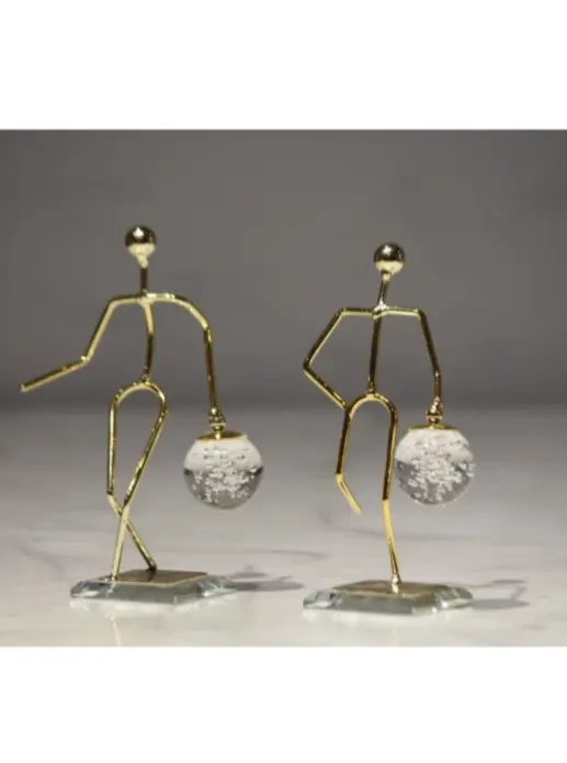 Abstract Gold Figure Sculpture Set – Modern Art Décor