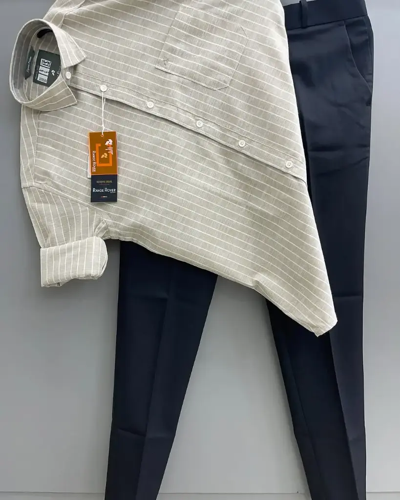 Men’s Striped Shirt & Slim-Fit Trouser Combo - Smart every day style