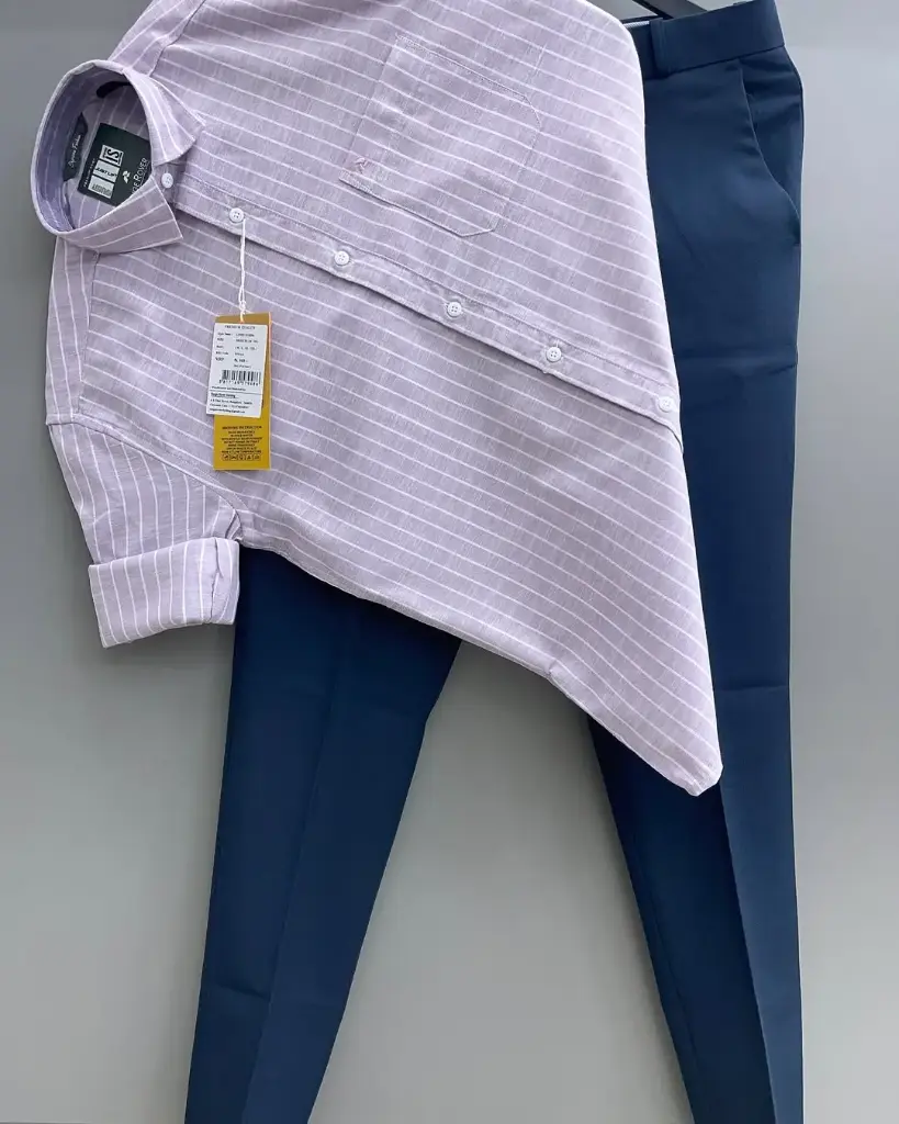 Men’s Striped Shirt & Tailored Trouser Combo – Modern Business Essential Refine your everyday formal style